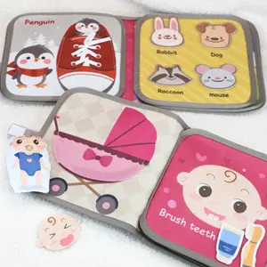 Montessori Busy Book Baby Early Education Cloth Book, Preschool Busy Book, Velcro, Educational Toy, Animal Cognition Fabric Book, Reusable Stickers, Sensory Toy