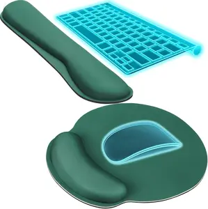 KTRIO Ergonomic Keyboard Wrist Rest and Mouse Pad with Wrist Rest Set, Memory Foam Wrist Support for Typing, Gaming, Office and Home Use, Forest Green