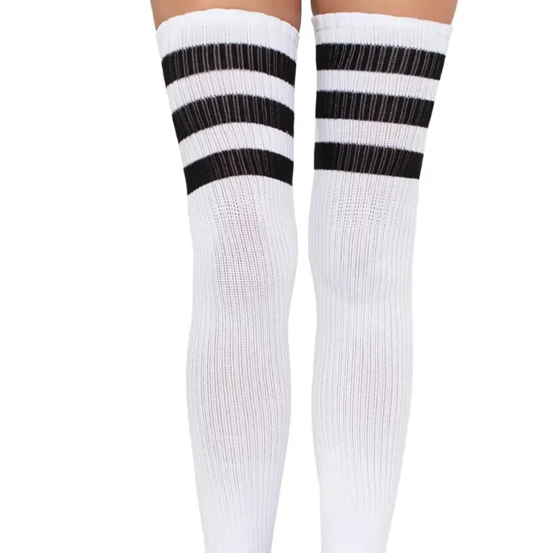 Chucky Socks - White with Black Stripes Over-the-Knee High Socks for Women