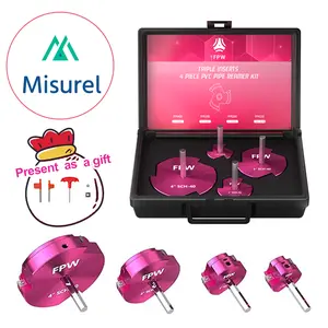 Gift: Spare knife tablets,Triple Blade 4 Pcs PVC Pipe Reamer Kit, PVC Fitting Saver Contains PPR150, 200, 300, 400 for SCH40 pvcpipes Hand Tools Cutting Heavy Duty Hardware
