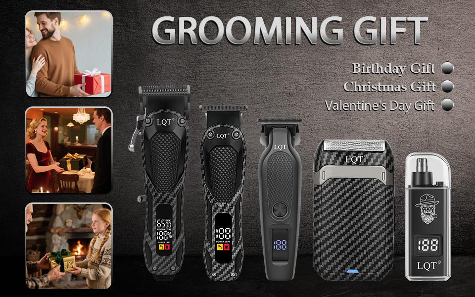 LQT 5-in-1 Professional Barber Kit, Hair Clipper, T-Trimmer, Detail Trimmer, Electric Shaver & Nose Hair Trimmer Set, Cordless LED Digital Display, USB Rechargeable, Crafting Refined Enhancements Haircut, salon at home,  Gift