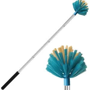 Cobweb Duster with Extension Pole,Medium Stiff Bristles Cobweb Duster  ,Adjustable from 28 to 56 inches Long Duster for High Ceilings, Suitable for Ceilings, Walls, Indoor Outdoor Environments