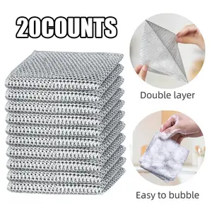 Household Double-Sided Microfiber Mop Replacement Pads with Extendable Stainless Steel Metal Broom and Dustpan - Durable, Washable, Non-Scratch Cloth Cleaning Tool for Kitchen Grease (Wet/Dry Use)
