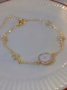 Fashion Cross Drip Four-Leaf Flower Bracelet, Simple Design Women's Elegance Daily Commute Versatile Accessory, Fashionable Jewelry Accessories, Elegant Jewelry Bracelet