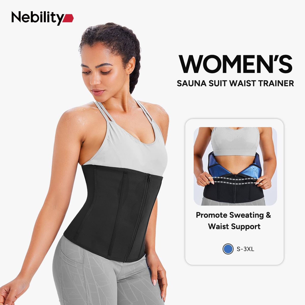 【LIVE】Nebility Women's Sauna Suit Waist Trainer for Workout Promote Sweating Waist Support Sweat Absorption