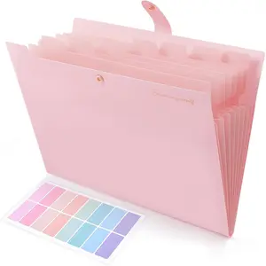 Expanding File Folder Accordion File Organizer with 8 Pockets Expandable Document Paper Receipt Holder for School Office Hospital Letter/A4 Size Pink