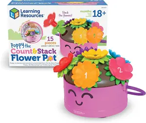 Learning Resources Poppy the Count & Stack Flower Pot - 15 Pieces, Ages 18+ Months, Toddler Fine Motor and Sensory Toys, Preschool Activity