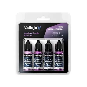 Vallejo 18ml Amethyst Purple True Metallic Metal Paint Set (4 Colors)