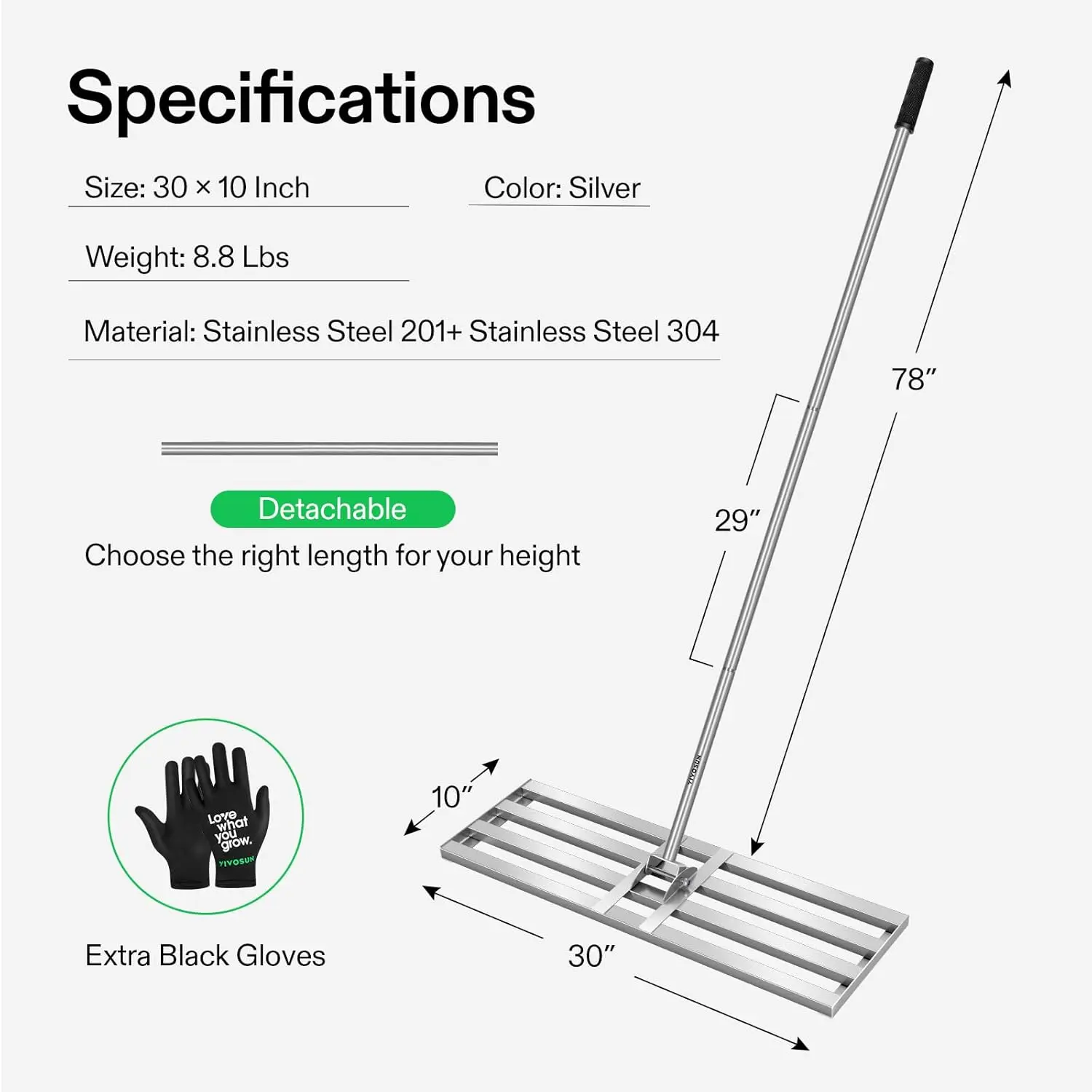 30" x 10" Leveling Rake