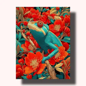 Colorful Chameleon Acrylic Paint by Numbers Kit - Vibrant Tropical Wildlife, DIY Painting Art Set for Hobbyists, Acrylics