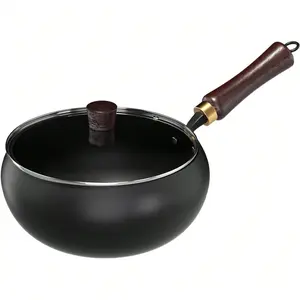 Carbon Steel Wok Pan, nitrided woks Uncoated Heats Multi-Purpose Frying Pan, Suitable for Any Stove, Oven or Even Camping Campfire with glass Lid