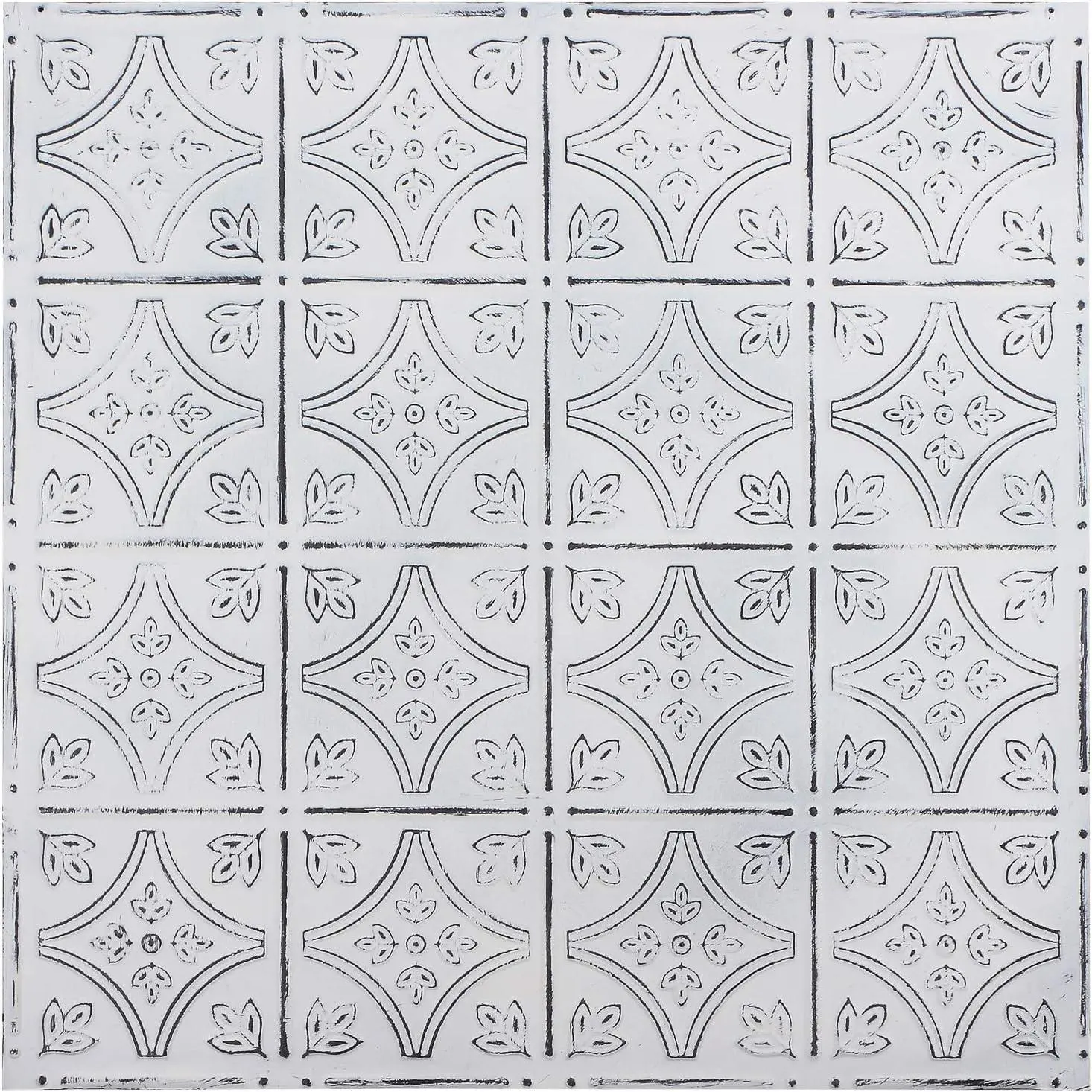 Tin Wall Tiles 24x24 -Up, Stair Risers, Metal Ceiling Tiles, 5 Pack (Antique White)