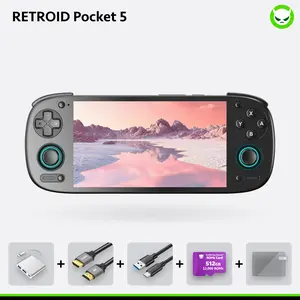 Retroid Pocket 5 Handheld Retro Gaming Console【Buy 1 Get 1 Multi-Port Adapter+1 8K HDMI Cable+1 Type-C Cable+1 ROMs Card】5.5 Inch OLED Screen 1080P Android 13 5000mAh Adreno 8GB LPDDR4x Wi-Fi 650 Ready to Play Gift Package