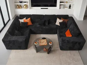 Cloud Sectional Couches for Living Room,Modular Sectional Sofa No Assembly,133X108 Inch Plush Corduroy Large U Shaped Floor Couch Set with Deep Seat Right Chaise