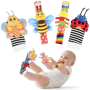 Baby Cartoon Animal Wrist Bell Socks Set, Newborn Baby Wrist Strap Socks, Cute Toddler Wristband Sock Combo, Comfortable & Safe Design