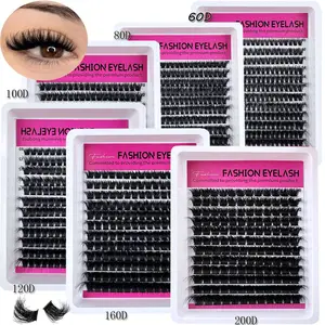Mixed Length Individual False Eyelashes, 6 Boxes Natural Look Eyelash Extensions, Self Grafting Curl Eyelashes, Eye Makeup Enhancement False Eyelashes, Fluffy Lash Clusters, Cosmetic