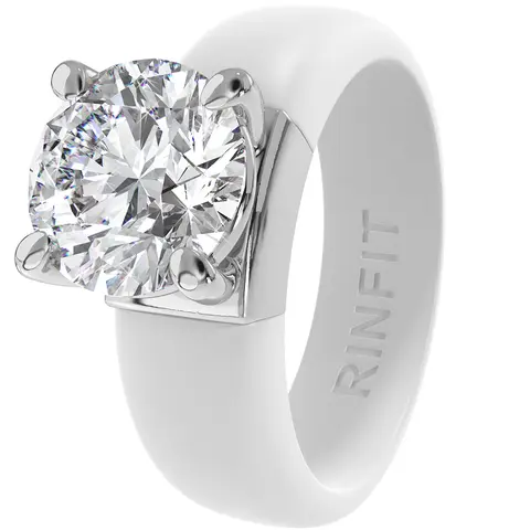Rinfit Silicone Rings for Women with 7mm Round Cut CZ Stone, Silicone Engagement Ring and Wedding Ring for Her, Flexible for Work, Gym, Pregnancy, Travel and Everyday Wear, Patented Design