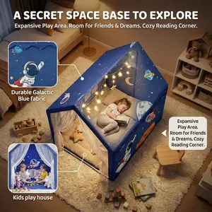 Boy's Space Exploration Tent, Indoor Kids Game Tent, Astronaut Theme Toy House, Bedside Playhouse Set, Portable Play Area, Christmas Birthday Gift, Galaxy Fabric