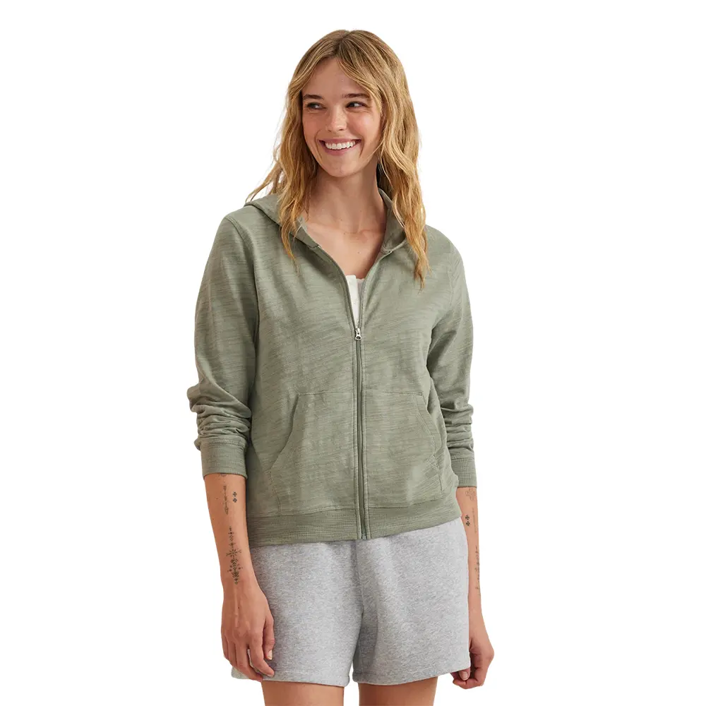 Eddie Bauer Women's Waverly Cotton Slub Full-Zip Sweatshirt Lightweight 100% Cotton Casual Everyday Layering Wear