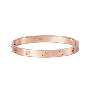 Pre-owned Cartier LOVE Bracelet Classic Model plain 18K Rose/yellow Gold 6.1mm Width
