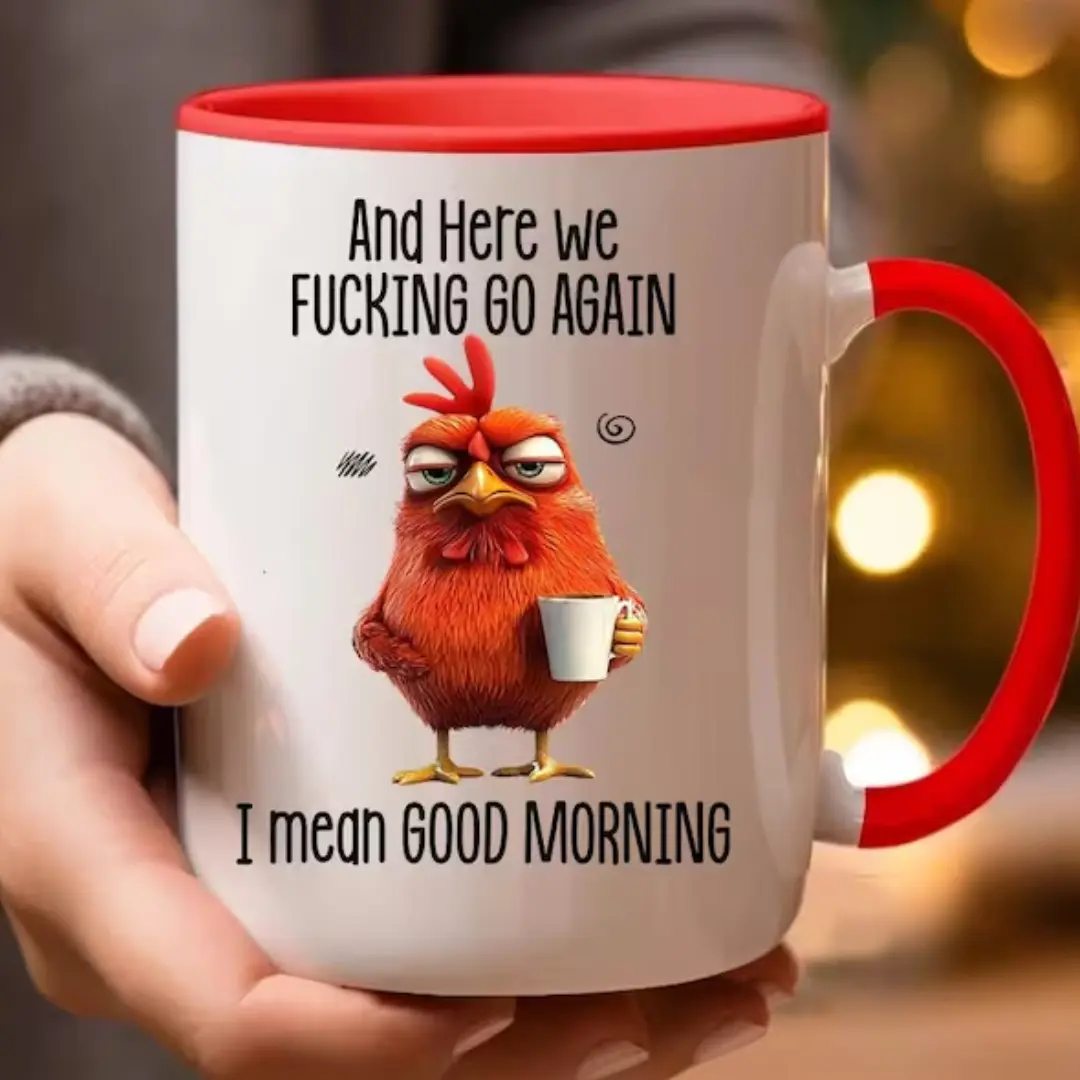 Funny Mug - Here We FCking Go Again I Mean Good Morning - Gifts For Coworkers, Friends, Family - Personalised Mug, Morning Coffee Mug
