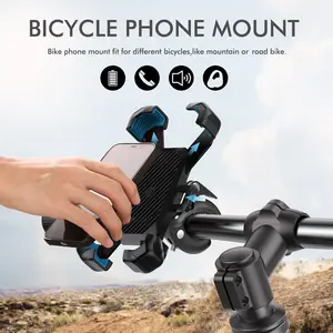 Bicycle Phone Holder 360° Rotating Secure Hold Motorcycle Phone Mount, Fits Scooters Bikes Strollers, Compatible with iPhone 13 14 Plus Pro Max