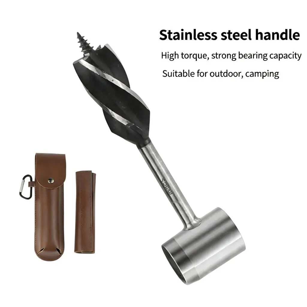 Outdoor Camping Survival Woodworking Metal Hand Drill Kit - 4-Edge Extended Multi-Function Manual Drill Bit, Strong Bearing Capacity, Wear-Resistant for Wood Drilling