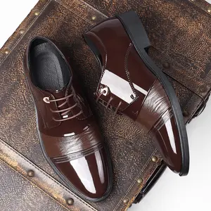 Bright Leather Business Formal Shoes Fashion Metal Decorative Laces Design Work Office Dress Shoes Simple Style High-end Quality