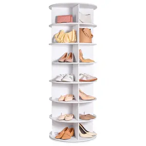 fathersdaygift VEVOR 7 Tiers Rotating Shoe Rack Tower, 360Spinning Shoe Display, Revolving Shoe Rack Storage Round Carousel, Lazy Susan Shoe Rack Organizer, Ideal for Bedroom, Living Room, Entryway, White