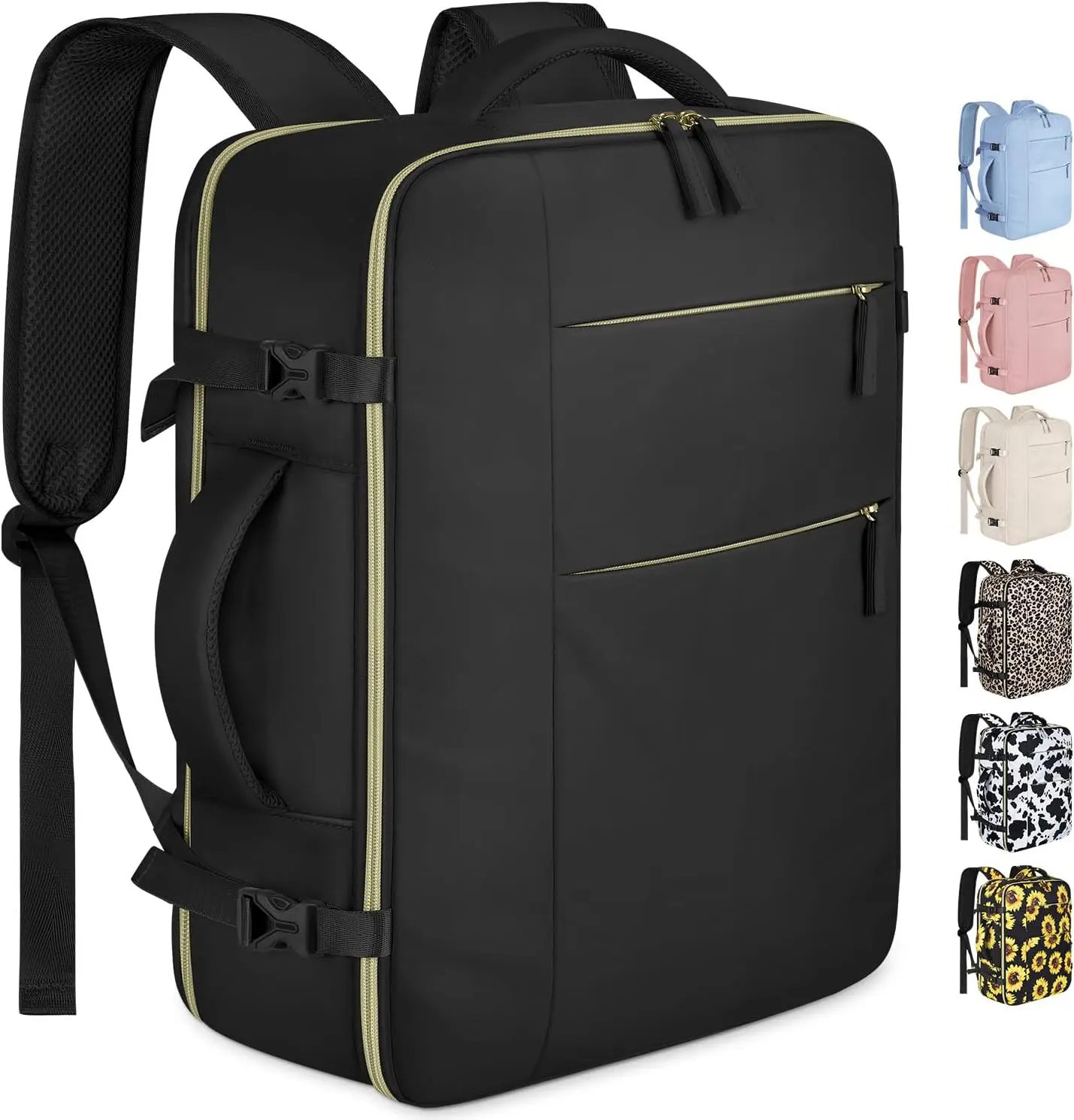 Capolo Travel Backpack for Women Men Waterproof Laptop Backpack Airlines Approved Personal Item Backpack Bag Computer Bookbag for Business, Work, Traveling Fits 15.6 Inch Laptop(Black)