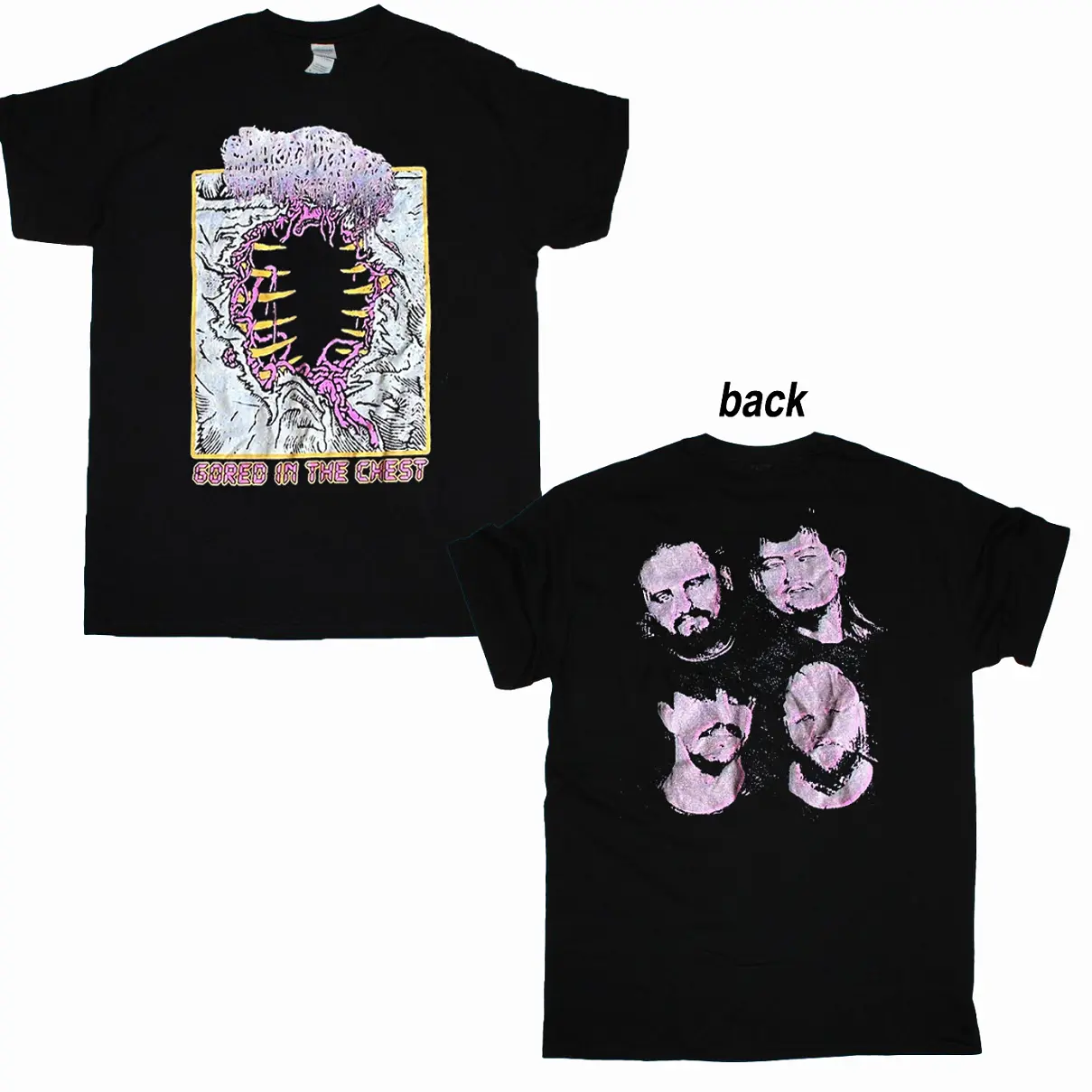 Sanguisugabogg Band Tee Gored in the Chest Unisex Short Sleeve Black T-Shirt Death Metal Band Double Side Concert Tee