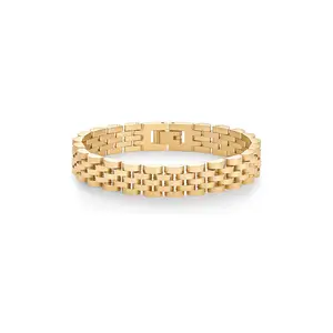 City Fashion Pure Copper Bracelet for Women,14K Gold Plated Two Toned Chunky Link Bracelet Gold Jewelry,Waterproof Watch Strap Chain Bracelet for Women,Adjustable