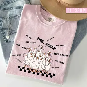 Custom Teacher Shirt Comfort Colors, Funny Silly Goose Teacher Gift, Personalized Name Shirt, Chaos Ducks Tee, Kindergarten Teacher Gift, Preschool Teacher