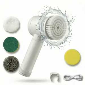 5-in-1 Electric Spin Scrubber, Electric Scrubber, Cordless Power Scrubber, Electric Spinning Brush, Portable Handle & 5 Brush Heads, Effortless Deep Cleaning of Bathroom Tiles, Grout, Kitchen, Shoes