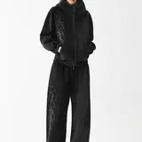 FDR Embroidered Script Letter Washed Zip-Up Hoodie, Women's High-Collar Big Hood Sweatshirt Eases Social Anxiety , Flattering Fit & Exclusive Y2K Streetwear Style for Casual Everyday Wear