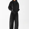 FDR Embroidered Script Letter Washed Zip-Up Hoodie, Women's High-Collar Big Hood Sweatshirt Eases Social Anxiety , Flattering Fit & Exclusive Y2K Streetwear Style for Casual Everyday Wear