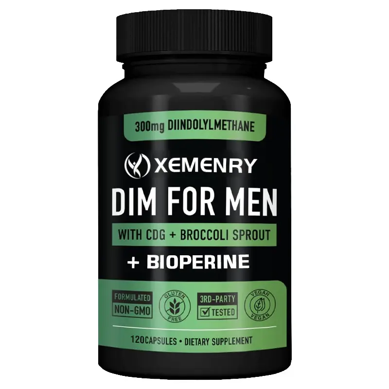 Xemenry - 300mg Diindolylmethane, Dim For Men With CDG + Broccoli Sprout + Bioperine, Support Metabolism & Relieve Fatigue, 120 Capsules Dietary Supplement