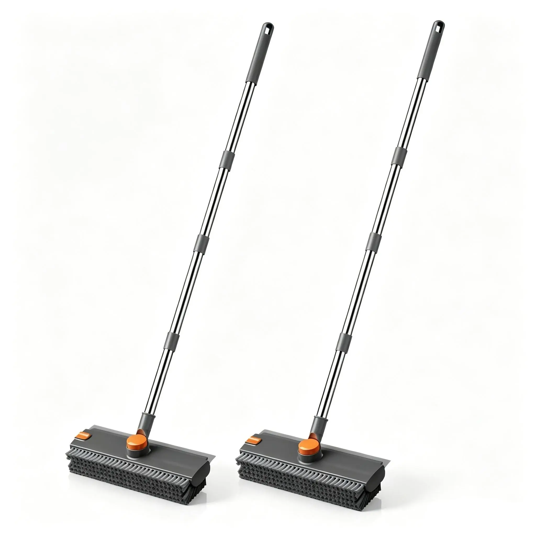 floor cleaning Stainless Steel 3-in-1 Long-Handled Floor Cleaning Brush-Squeegee Combo, Heavy-Duty Functional Tool with Adjustable Ergonomic Handle, Thick Bristles for Bathroom Tile, Bathtub, Hard-to-Reach Corners Stain/Grime/Mold Removal