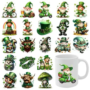 21 Pcs Leprechaun Magic UV DTF  Waterproof Decals Plastic Self-Adhesive Labels UV DTF Transfer  for Glass Cups Cups Decoration Transfer  Decal clock funny stickers