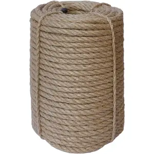 8mm Jute Rope, 164  Braided Heavy Duty Twine,  Thick Jute Twine Rope for  Scratch , Craft,DIY Artwork, Bundling, Home Decor, Gardening Applications (8MM 164FT)