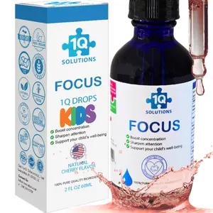 1Q Focus Liquid Cognitive & Brain Support Natural Drops for Kids - Acetyl L-Carnitine + B1, B6, B12 & Folate - Sugar-Free, Vegan, Non-GMO, Gluten-Free, Hypoallergenic with Micellar Technology