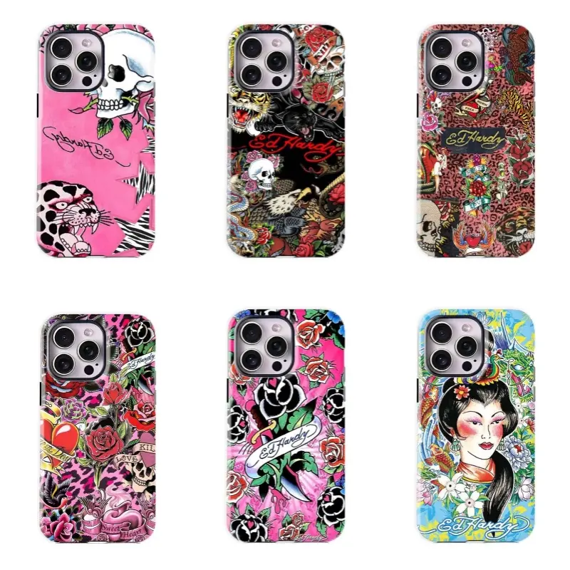 Ed Hardy Inspired Skull & Rose Phone Case | Punk Y2K Phone Protection|Vintage Aesthetic Ed Hardy Inspired Skull & Rose Phone Case | Punk Y2K Phone Protection|Vintage Aesthetic