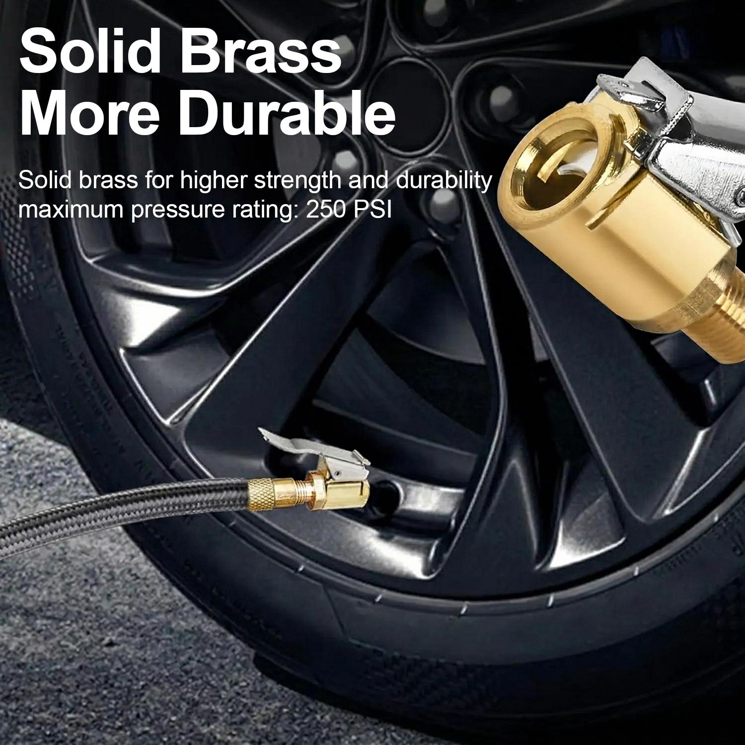 Tire Air Chuck with Clip Adapter, Brass Locking Tire Inflator Nozzle Adapter Connect,No Leakage Tire Chucks for Vehicle Inflator Compressor Pump Connect Accessories Tool 8mm
