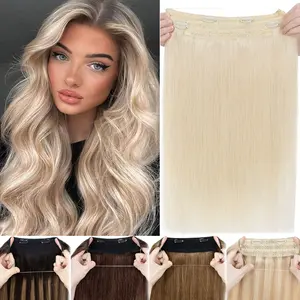 Clip/Wire in Remy Human Hair Extensions Invisible Ring One Piece Headband Wefted