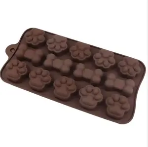 Dog Bone And Paw Silicone Mold 14 Cavity