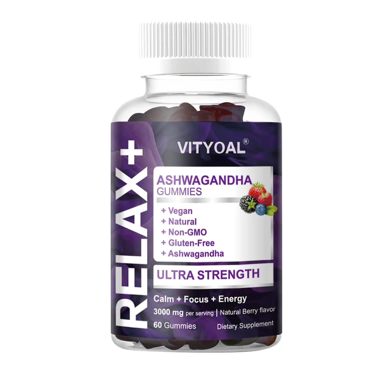 Ashwagandha Gummies ULTRA STRENGTH  Dietary Supplement 3000mg per serving 60 Gummies Healthcare Fitness Edible Natural