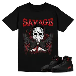 Savage Sticker to Match Retro 12 Bloodline | Black Varsity Red 12s Sneaker Decal | Drip Street Sneakerhead Matching Vinyl Sticker