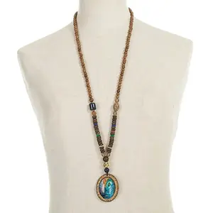 Boho Peacock Feather Pendant Necklace