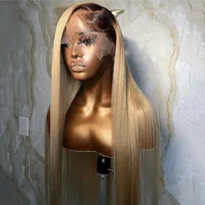 200 Density Ombre Ash Blonde Wigs Human Hair 13X4 HD Transparent Lace Human Hair Wigs for Women Pre Plucked Blonde Straight Lace Front Wig