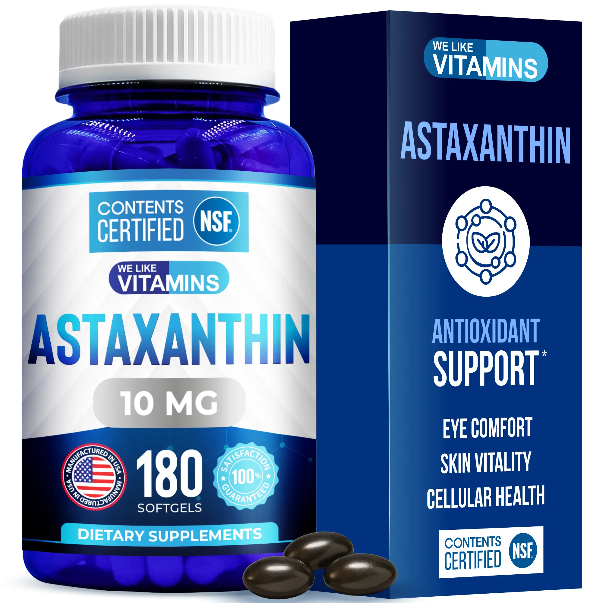 We Like Vitamins Astaxanthin Supplement | 180 Gel Capsules | NSF Certified
